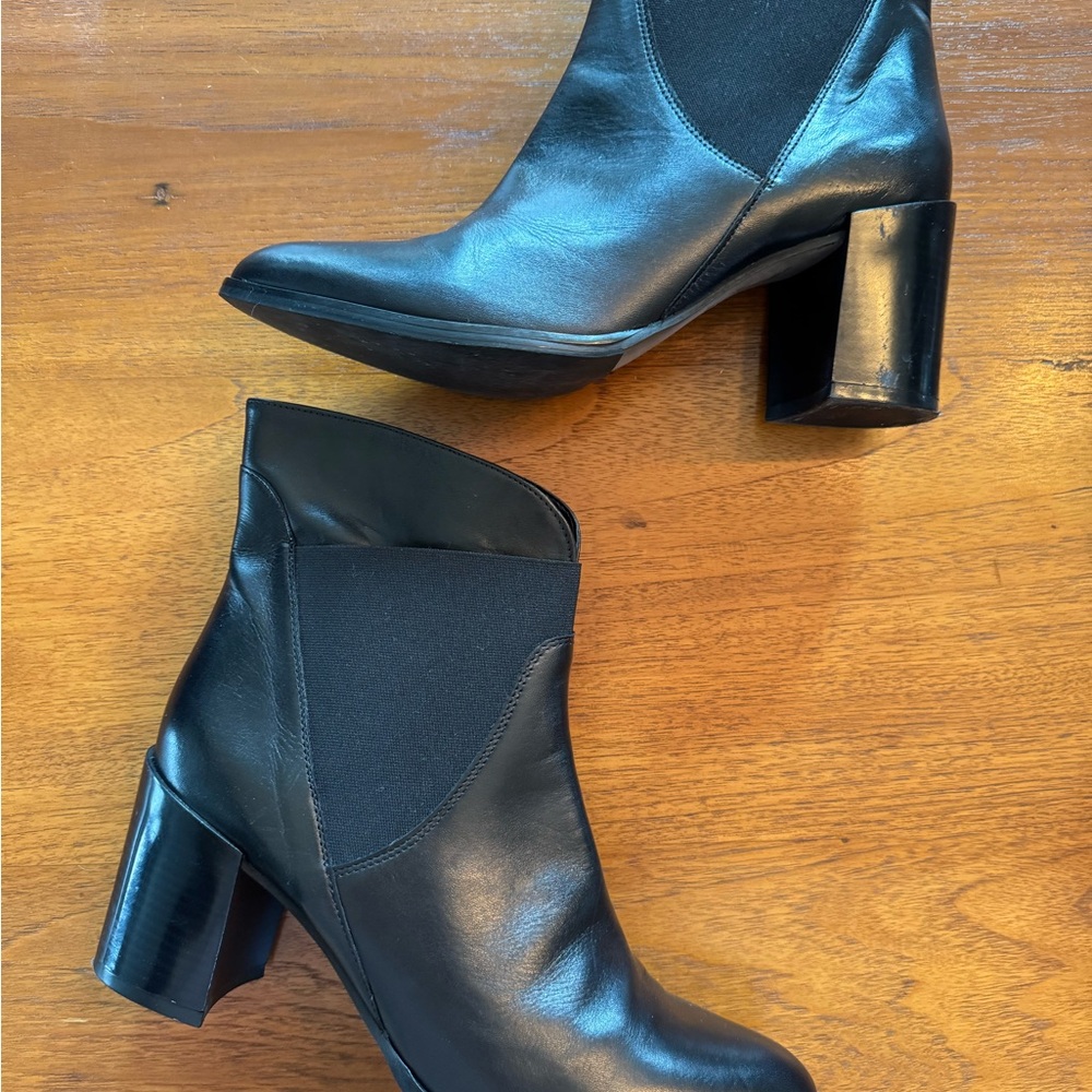 Sleek Black Leather Ankle Booties